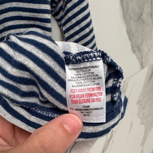 BODEN BABY Striped Blue & Grey Long Sleeve Shirt with Dog Patch - Picture 6 of 6